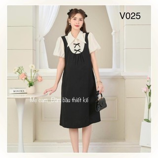 Váy bầu công sở ANAN thiết kế tay bồng cổ nhọn thanh lịch