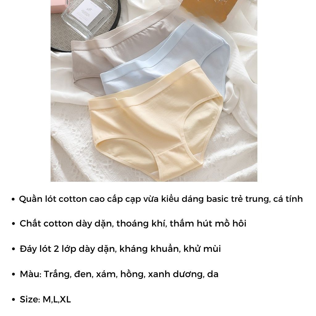 SET 3 Quần cotton nữ cao cấp thấm hút mồ hôi tốt cạp vừa tôn dáng kiểu dáng basic LANIXA L2020
