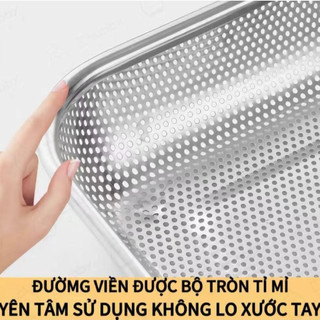 Rổ Rá inox cao cấp Chubby Chef đựng đồ chiên để ráo rau củ quả hình chữ nhật hình trứng an toàn sức khỏe