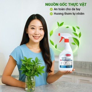 Chai Tẩy cặn canxi EVOXI, Chai xịt vệ sinh tẩy cặn canxi vòi sen, gương, vách kính, vòi bếp, chậu bếp, chậu Lavabo, inox