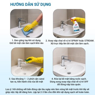 Chai Tẩy cặn canxi EVOXI, Chai xịt vệ sinh tẩy cặn canxi vòi sen, gương, vách kính, vòi bếp, chậu bếp, chậu Lavabo, inox