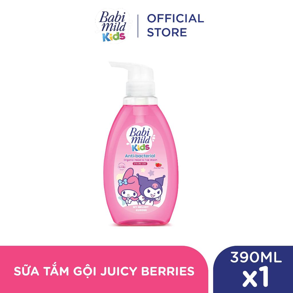 Sữa tắm gội toàn thân trẻ em Babi Mild Kids Juicy Berries 390ml