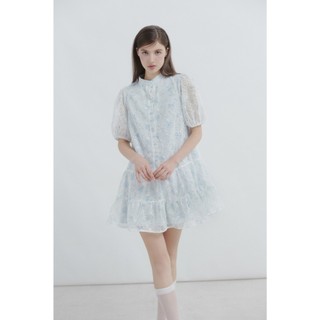Đầm OLV kiểu nữ babydoll dáng ngắn Bellona và White Puff Sleeve Layered Babydoll Dress trẻ trung