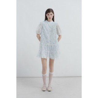 Đầm OLV kiểu nữ babydoll dáng ngắn Bellona và White Puff Sleeve Layered Babydoll Dress trẻ trung