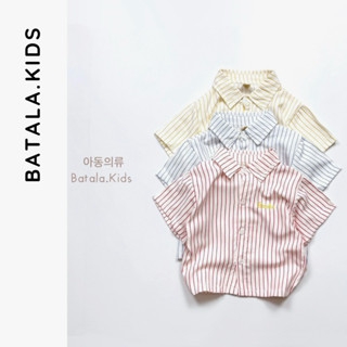 Áo sơ mi cộc tay cho bé trai bé gái Batala Kids, áo sơ mi KẺ CỘC TAY THÊU CHỮ BATALA phom Hàn Quốc cho bé mùa hè 2025