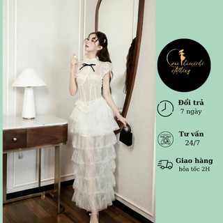 Set váy ren dáng dài mix áo croptop Eva hamichi