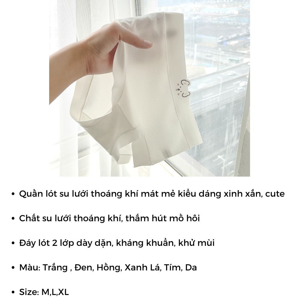 SET 6 Quần lót nữ su lưới mềm mại thoáng khí cạp vừa tôn dáng họa tiết gấu đáng yêu cute LANIXA L718