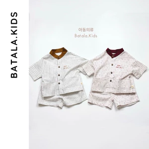 Bộ đồ mùa hè cho bé BATALA KIDS, SET CỘC TAY CỔ TÀU KẺ VUÔNG cho bé trai bé gái từ 1-6t
