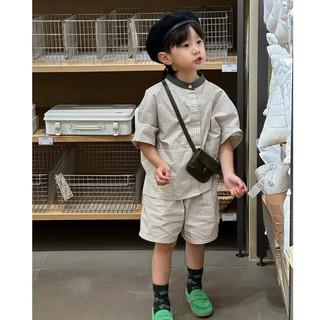 Bộ đồ mùa hè cho bé BATALA KIDS, SET CỘC TAY CỔ TÀU KẺ VUÔNG cho bé trai bé gái từ 1-6t 