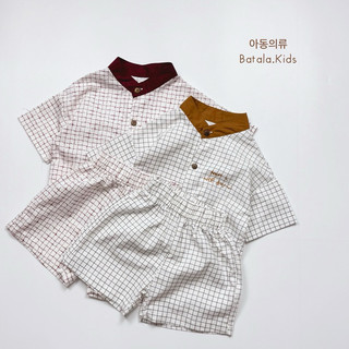 Bộ đồ mùa hè cho bé BATALA KIDS, SET CỘC TAY CỔ TÀU KẺ VUÔNG cho bé trai bé gái từ 1-6t 