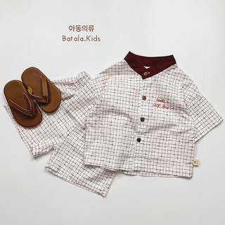 Bộ đồ mùa hè cho bé BATALA KIDS, SET CỘC TAY CỔ TÀU KẺ VUÔNG cho bé trai bé gái từ 1-6t 
