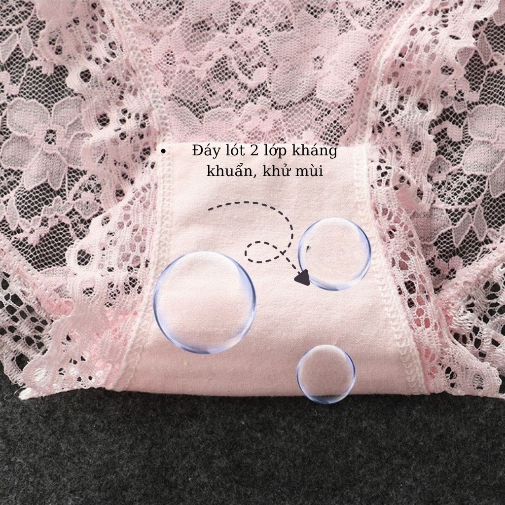 SET 5 Quần lót nữ ren cao cấp cạp vừa tôn dáng gợi cảm đáy lót 2 lớp đính nơ quyến rũ LANIXA L104