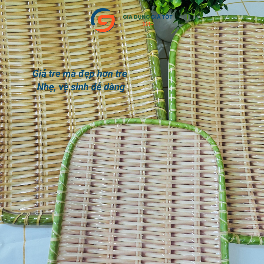 Mẹt nhựa giả mây hình chữ nhật, đĩa nhựa dày đẹp đựng bún đậu, nem nướng, đồ ăn vặt