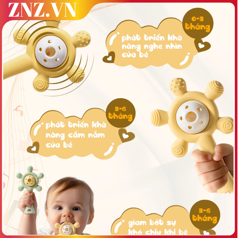 Đồ chơi gặm nướu xúc xắc cho bé sơ sinh Silicone bạch kim, kháng khuẩn hỗ trợ khả năng cầm nắm cho bé