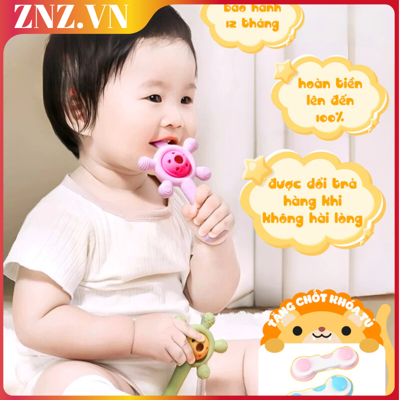 Đồ chơi gặm nướu xúc xắc cho bé sơ sinh Silicone bạch kim, kháng khuẩn hỗ trợ khả năng cầm nắm cho bé