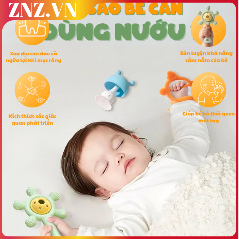 Đồ chơi gặm nướu xúc xắc cho bé sơ sinh Silicone bạch kim, kháng khuẩn hỗ trợ khả năng cầm nắm cho bé