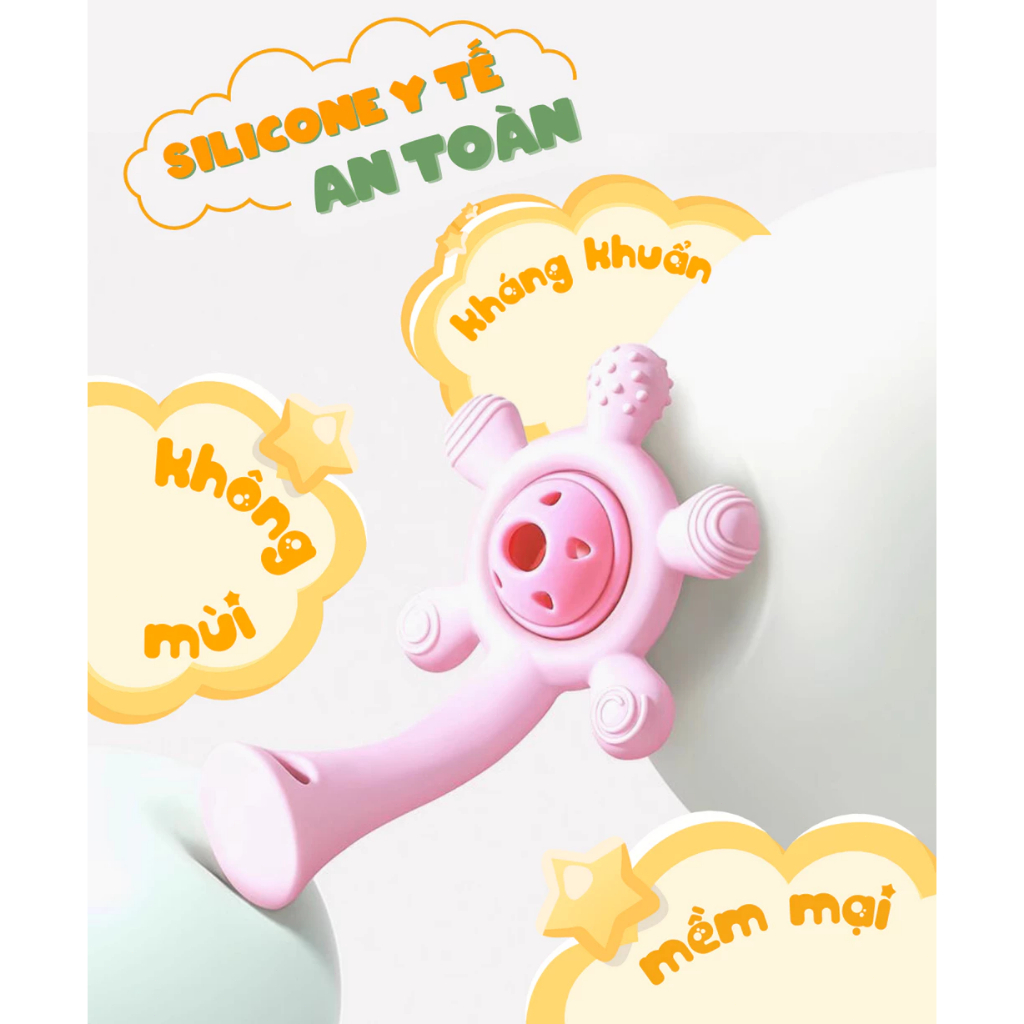 Đồ chơi gặm nướu xúc xắc cho bé sơ sinh Silicone bạch kim, kháng khuẩn hỗ trợ khả năng cầm nắm cho bé