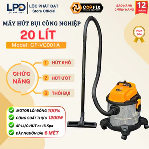 Máy hút bụi Công nghiệp - Gia đình công suất thực 1200W Dung tích 20L tích hợp 3 chức năng hút Khô - Ướt - Thổi