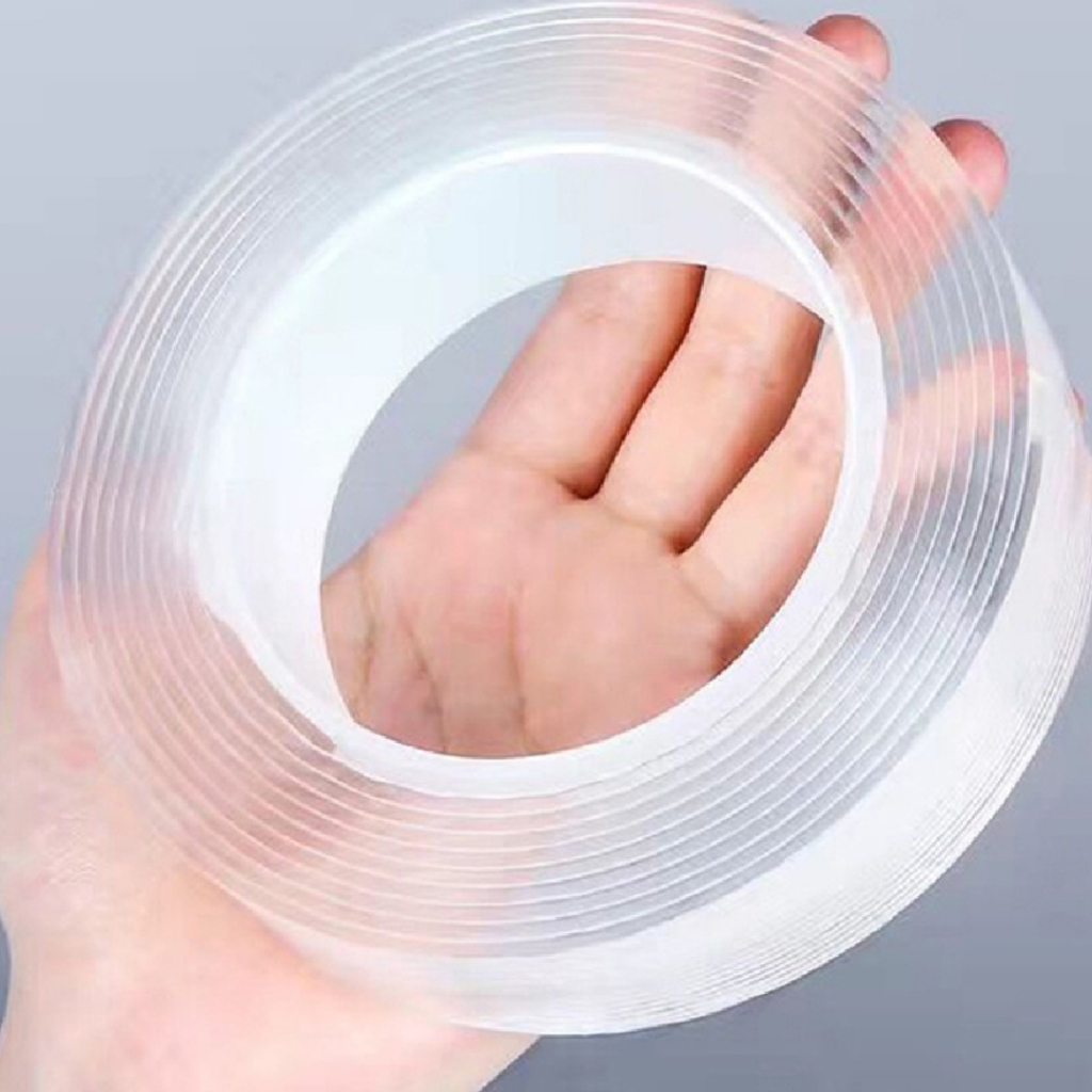 [Mua 2 Tặng 1] Băng Keo 2 Mặt NANO Trong Suốt Dán Tường Đa Năng Trên Mọi Bề Mặt Dài 3m 5m