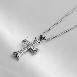 dây chuyền vòng cổ thánh giá nạm đá sáng phong cách unisex
