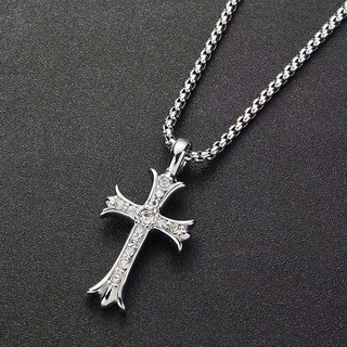 dây chuyền vòng cổ thánh giá nạm đá sáng phong cách unisex