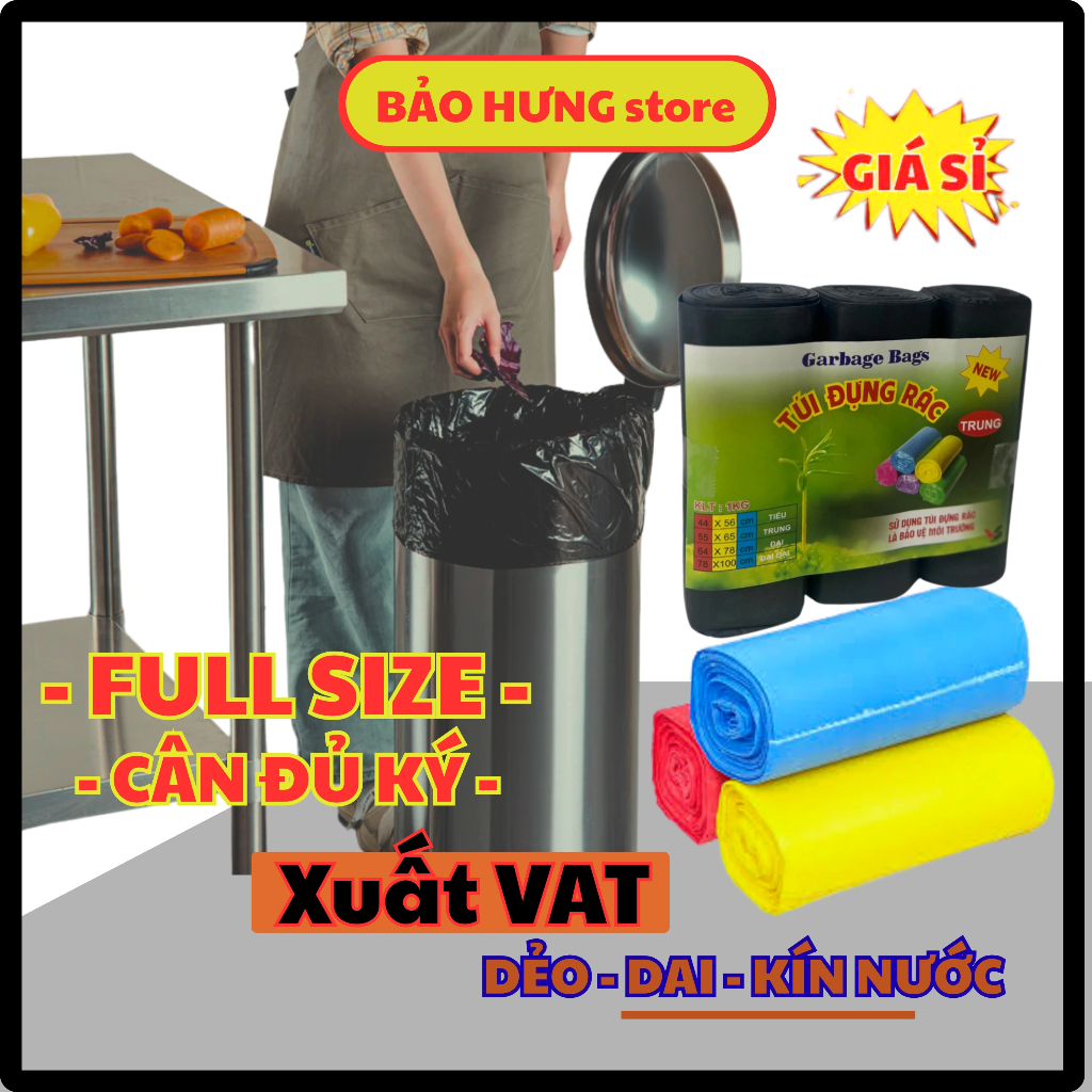 2Kg Túi RÁC Cao Cấp phân hủy Đen & Màu (1kg/Túi), Bao rác siêu DAI CHẮC ...