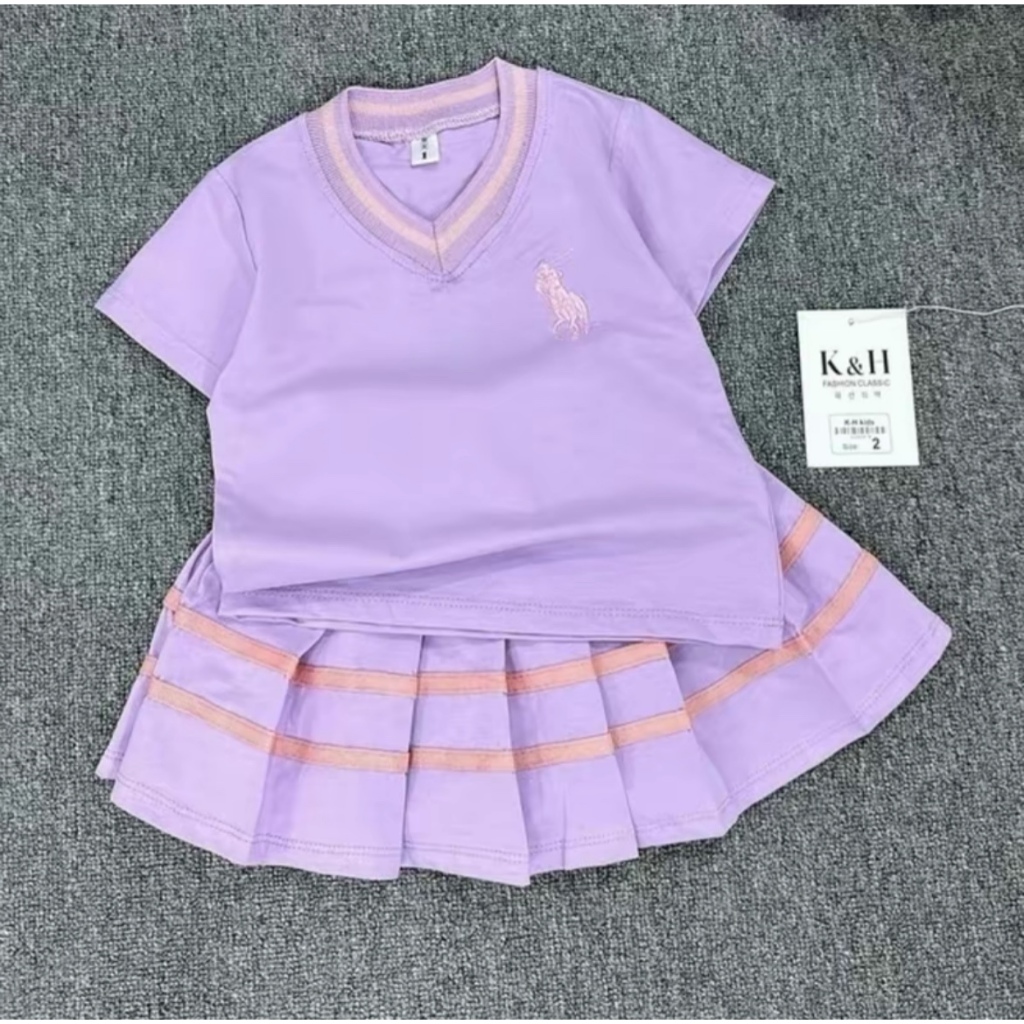 Set váy ngựa cổ tim chân váy xếp li, chất liệu thoáng mát dành cho bé gái từ 9-35 kg vay cho be gai set  váy