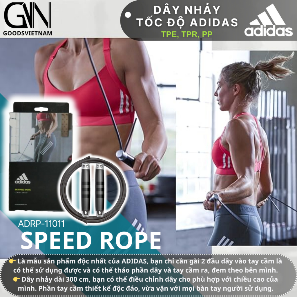 Dây Nhảy Tốc Độ Chính Hãng ADIDAS ADRP-11011 Performace Speed Rope - Dây Tháo Lắp Dễ Dàng Đem Theo