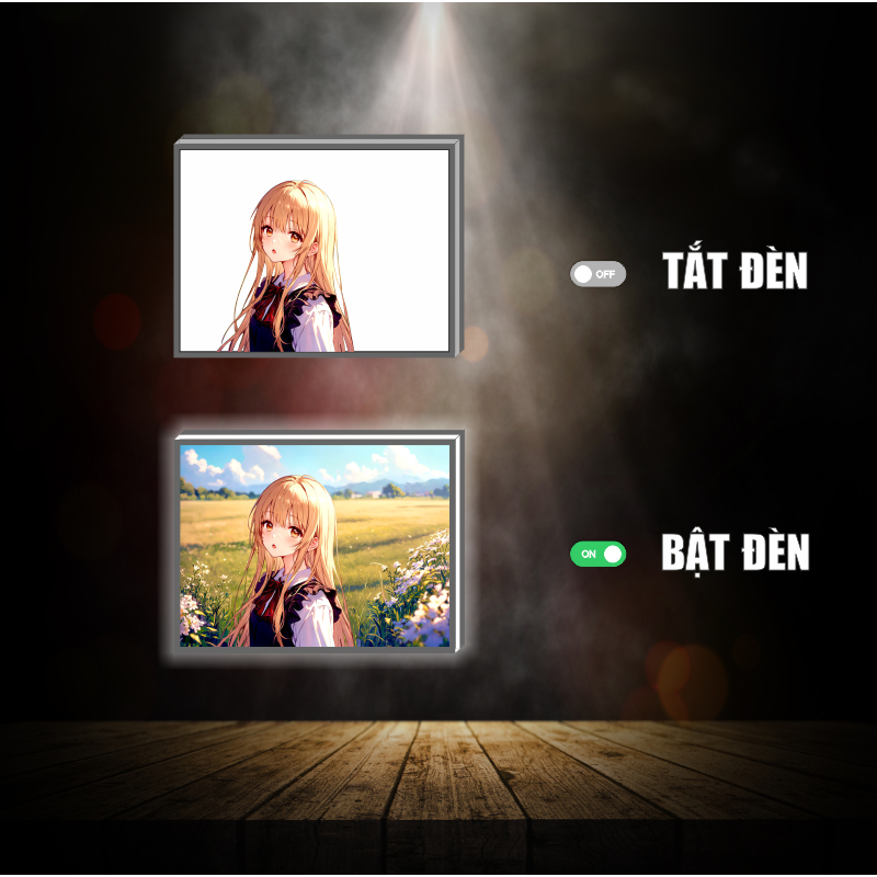 Tranh đèn led 3D đổi màu Shiina Mahiru - Thiên sứ nhà bên - Tranh đèn led 3D  trang trí bàn làm việc, đèn ngủ