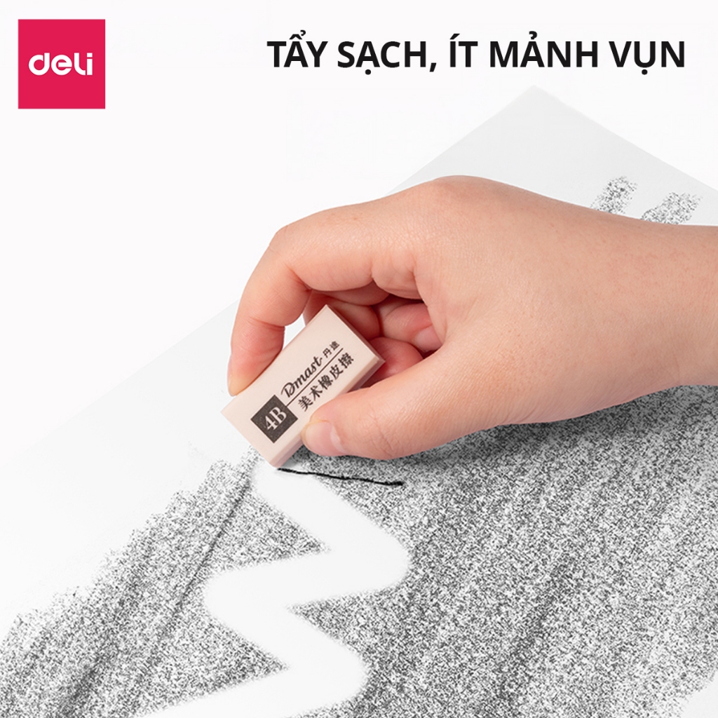 Gôm Tẩy 4B Cao Cấp Dmast Deli - Tẩy Mềm Siêu Sạch Ít Vụn Không Mòn Rách Giấy Tẩy Mỹ Thuật Học Sinh Sinh Viên