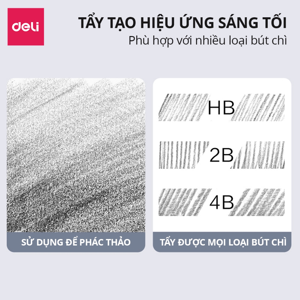 Gôm Tẩy 4B Cao Cấp Dmast Deli - Tẩy Mềm Siêu Sạch Ít Vụn Không Mòn Rách Giấy Tẩy Mỹ Thuật Học Sinh Sinh Viên