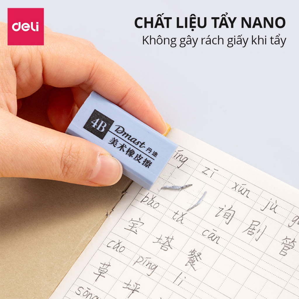 Gôm Tẩy 4B Cao Cấp Dmast Deli - Tẩy Mềm Siêu Sạch Ít Vụn Không Mòn Rách Giấy Tẩy Mỹ Thuật Học Sinh Sinh Viên