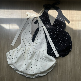 DOTTY TOP | Áo yếm chấm bi cổ V buộc nơ form tùng bí phong cách tiểu thư, sang trọng, gợi cảm | ByMintt