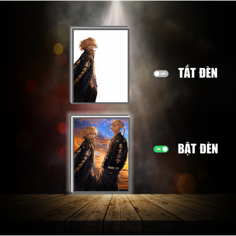 Tranh đèn led 3D đổi màu Tokyo Revengers - Tranh đèn led 3D  trang trí bàn làm việc, đèn ngủ