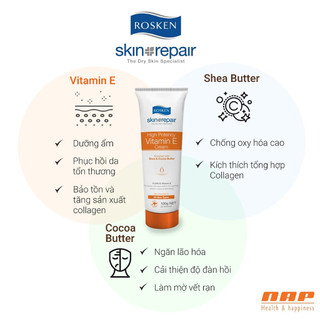 (TEM CÔNG TY) Rosken High Potency Vitamin E Cream 100g - Kem dưỡng ẩm và phục hồi da tổn thương, sau xâm lấn