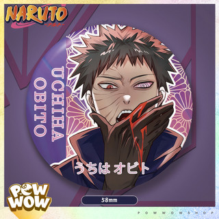 Pin Ghim Huy Hiệu 58mm Thiếc Không Rỉ Cán Nhũ Bạc Phong Cách Anime Naruto Kakashi Obito