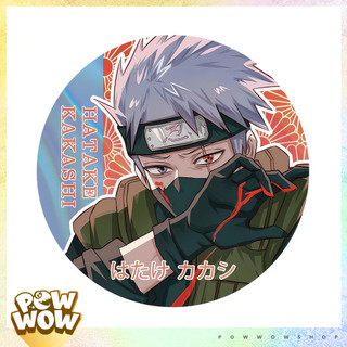 Pin Ghim Huy Hiệu 58mm Thiếc Không Rỉ Cán Nhũ Bạc Phong Cách Anime Naruto Kakashi Obito