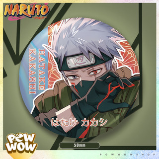 Pin Ghim Huy Hiệu 58mm Thiếc Không Rỉ Cán Nhũ Bạc Phong Cách Anime Naruto Kakashi Obito