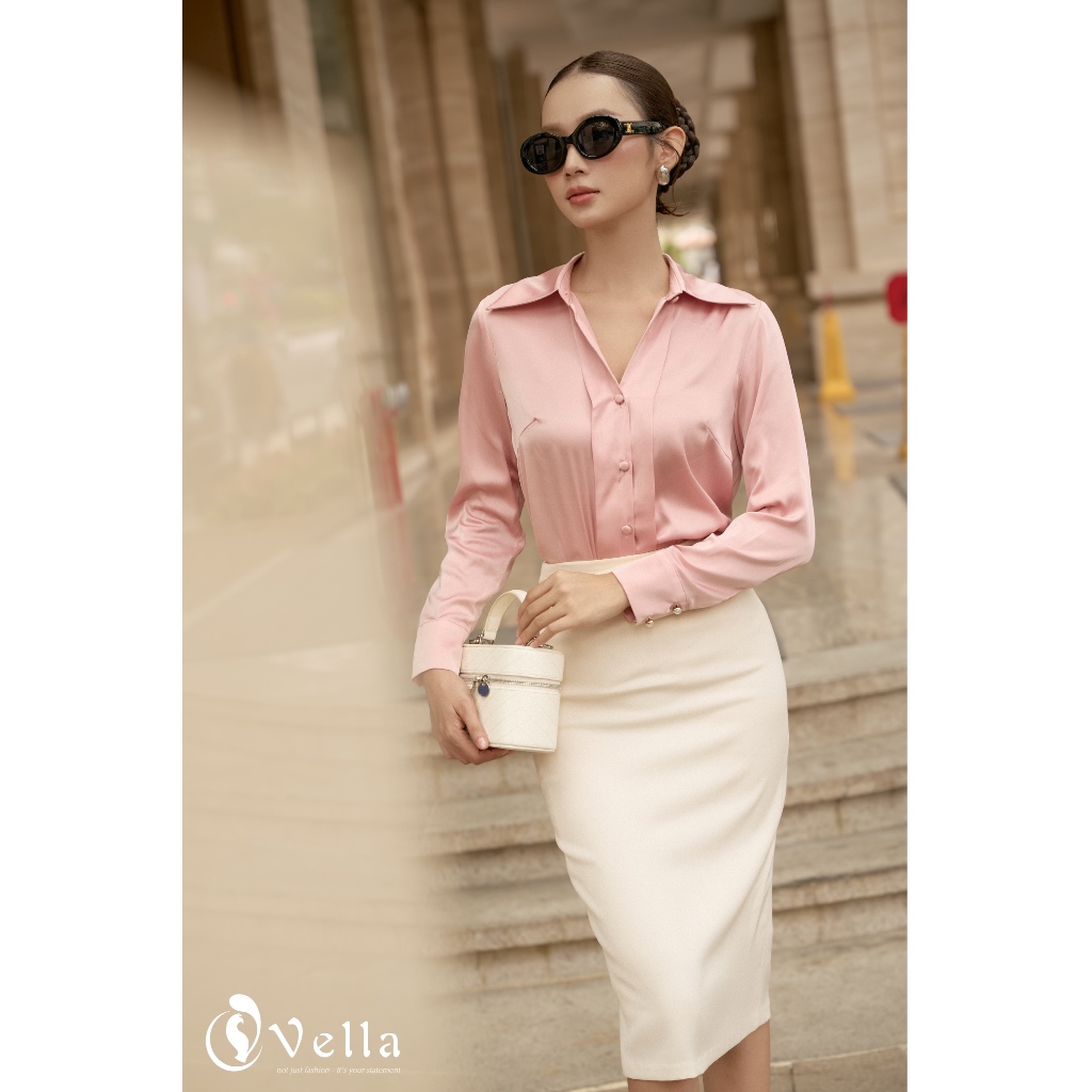Áo sơ mi lụa tay dài công sở nữ Vella Fashion VA24061 VV25056