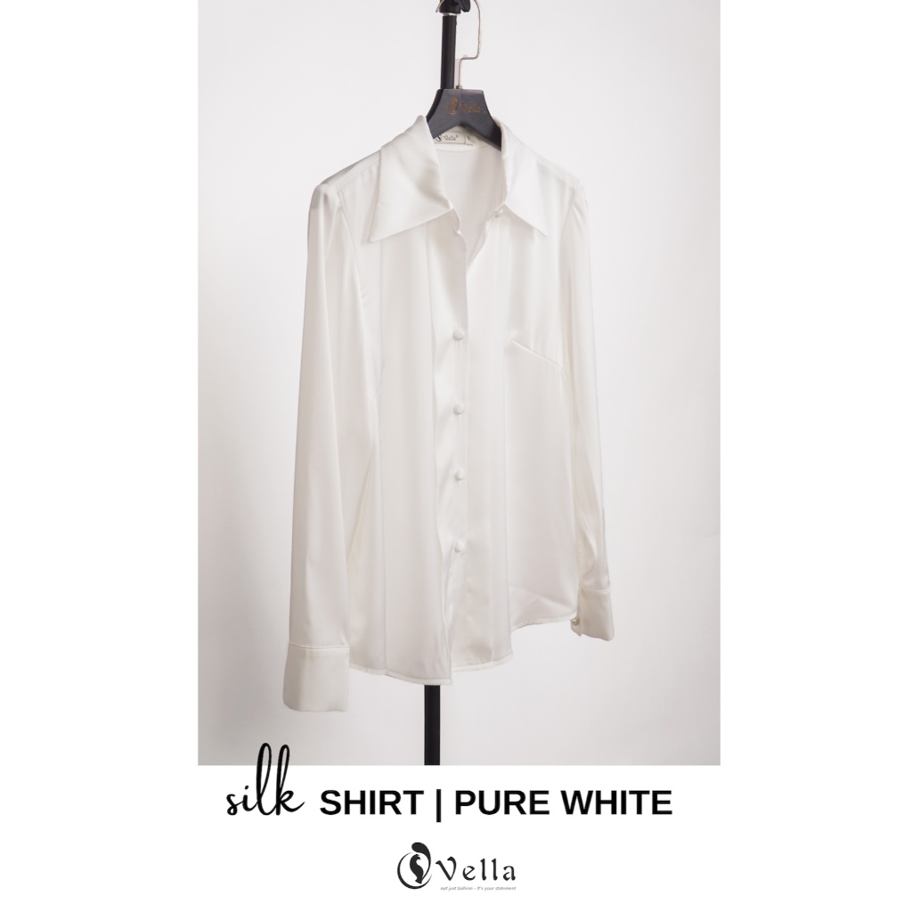 Áo sơ mi lụa tay dài công sở nữ Vella Fashion VA24061 VV25056