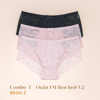 Combo 3 & 5 Quần Lót Ren Lưới Full Mông Nữ V2 Không Viền Đáy LAM LUY