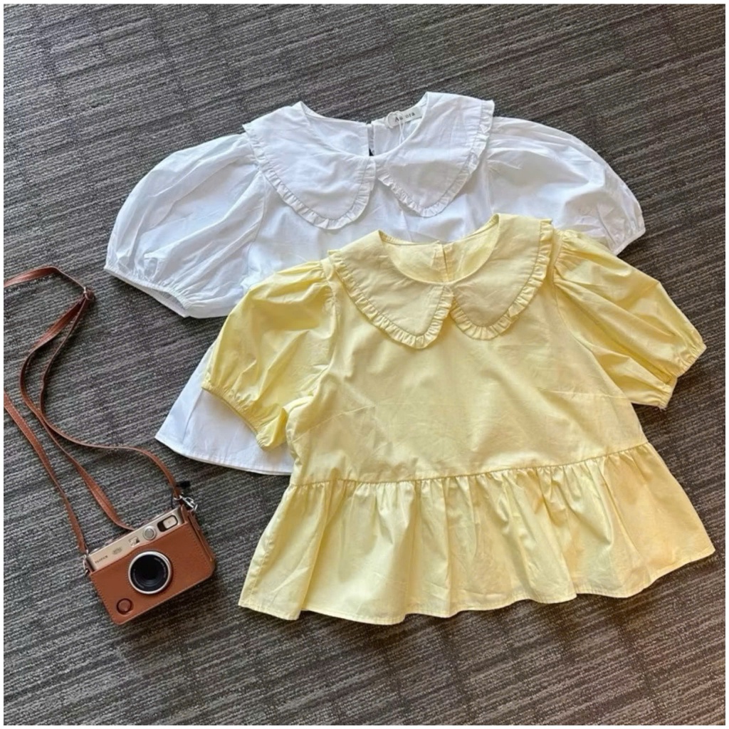 Áo Babydoll Cổ Sen Tay Phồng Xinh Xắn