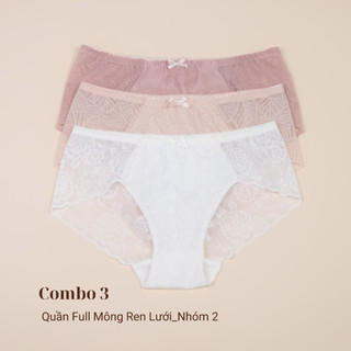 Combo 3 & 5 Quần Lót Ren Lưới Full Mông Nữ V2 Không Viền Đáy LAM LUY