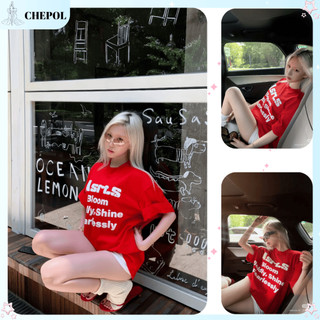 Áo thun nữ Chepol Màu Đỏ in họa tiết cao cấp, áo phông chất cotton co dãn 2 chiều thoáng mát, mùa hè CP_11467