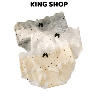 Combo 3 Quần Lót Nữ Cotton Phối Ren Chấm Bi Xinh, Quần Chip Mềm Thoáng Đính Nơ Xinh King Shop L-5410