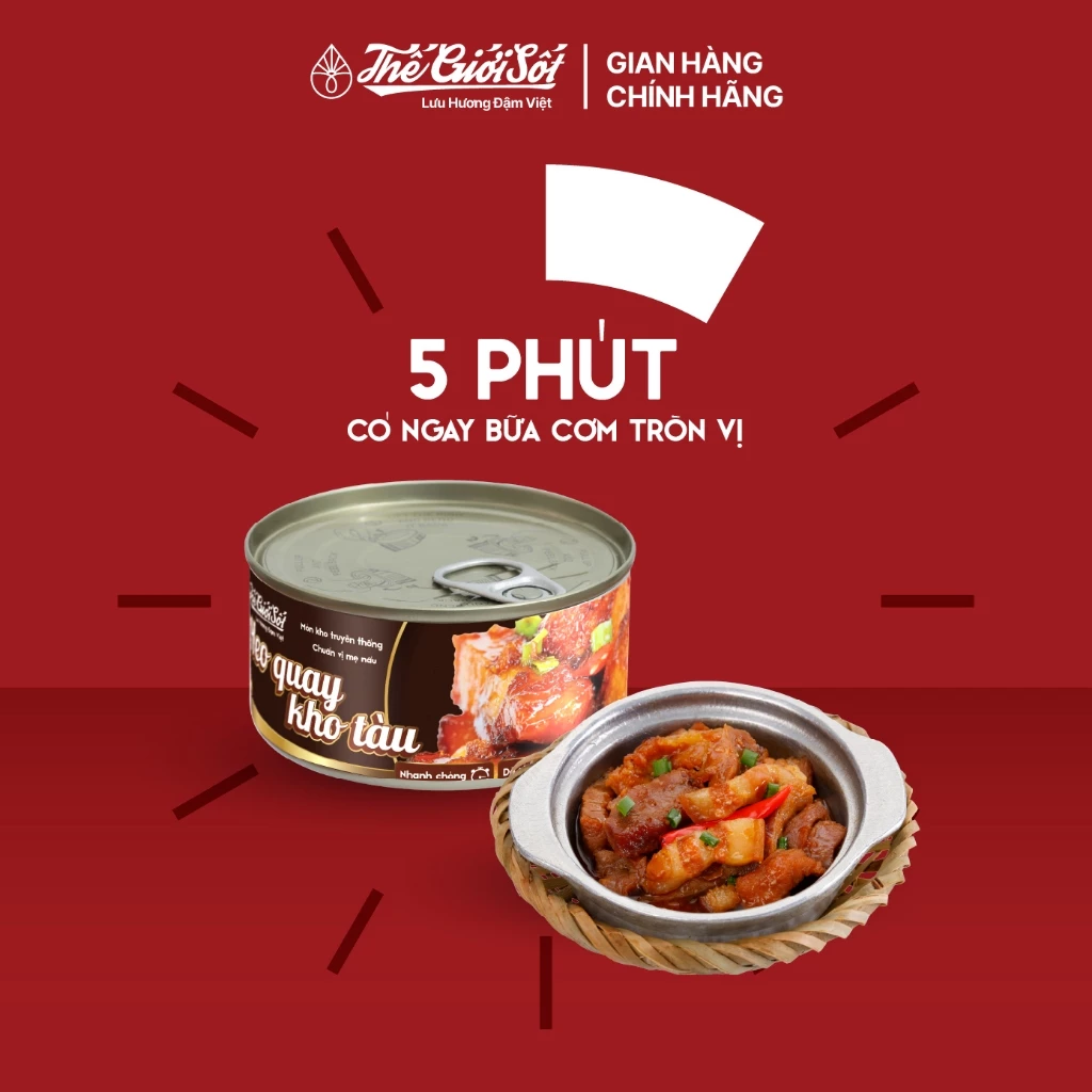 Combo 3 Thịt Heo Quay Kho Tàu Hộp 180 Gram THẾ GIỚI SỐT Đồ Ăn Liền Thịt Hộp Tiện Lợi Chuẩn Vị Việt