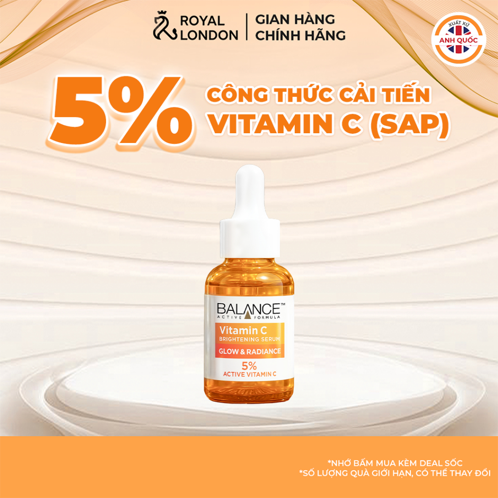 Serum Sáng Da, Mờ Thâm Dẫn Xuất SAP C 5% - Balance Active Formula 5% Vitamin C Brightening 30ml