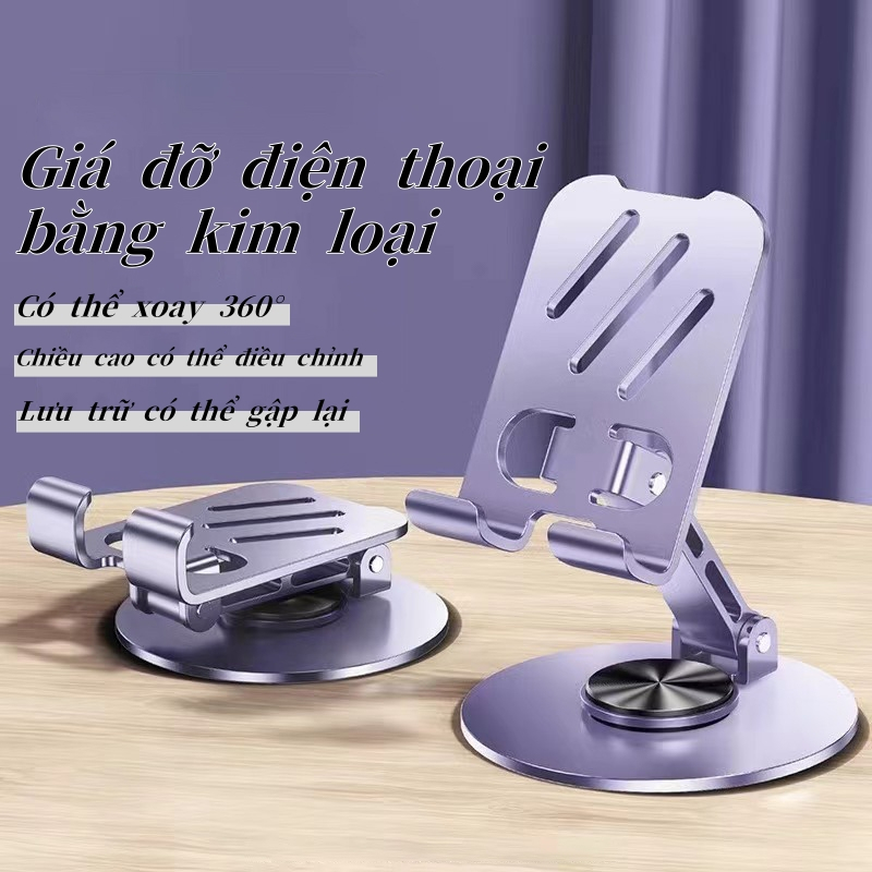 Giá đỡ Điện thoại Máy tính Bảng iPad HỢP KIM Xoay 360 độ Gấp gọn Kệ đỡ iPhone Android Table