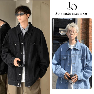 Áo Khoác Jean Nam Xanh Đen Cúc Cài Form Suông Dáng Dài Áo Khoác Bò Unisex Phong Cách Trẻ Trung Năng Động JEAN