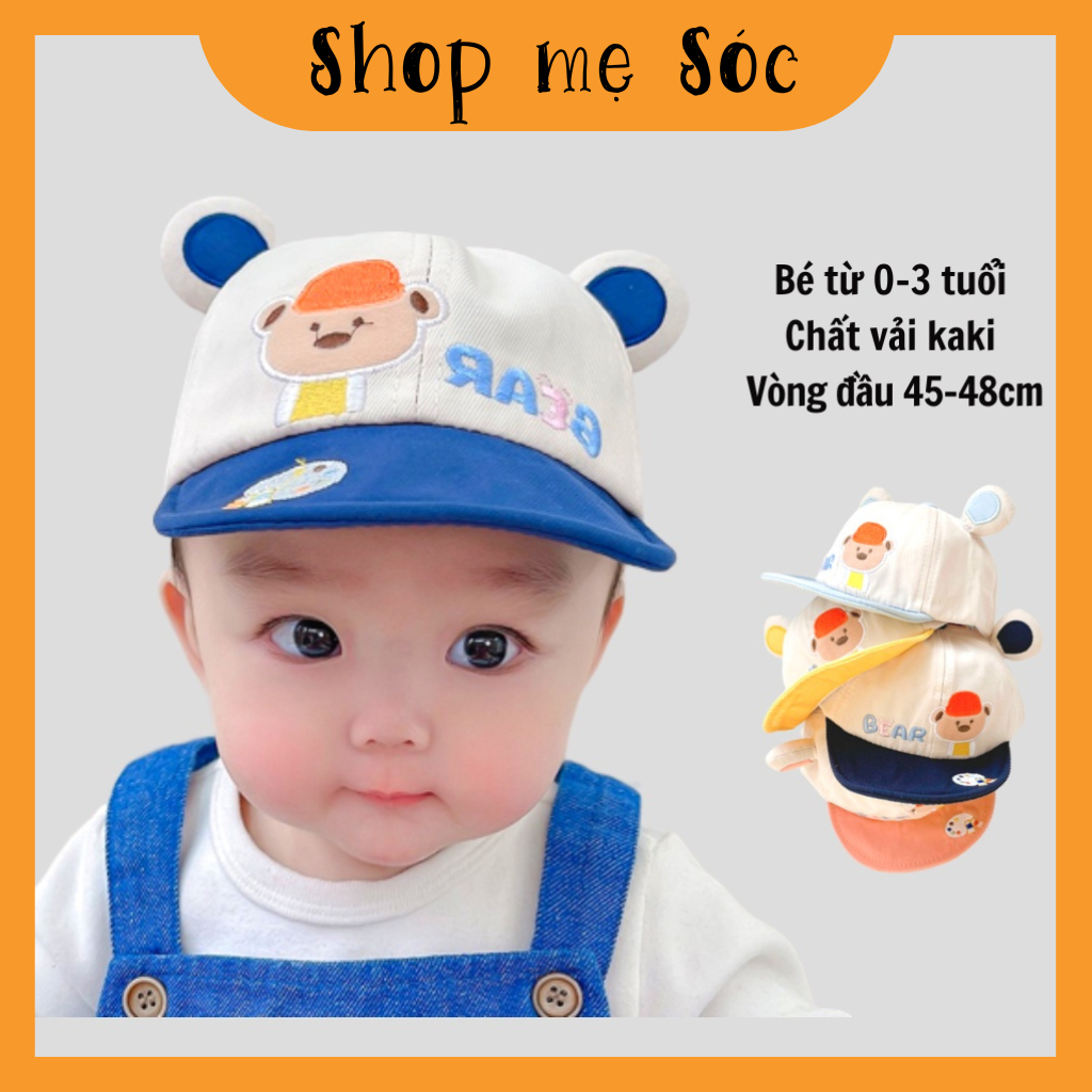 Mũ nón lưỡi trai, nón cho bé hình gấu BEAR cho bé 3-24 tháng mesocshop